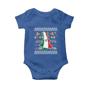 Mexican Christmas Baby Onesie Mexico Flag Xmas Tree Ugly Sweater TS02 Royal Blue Print Your Wear