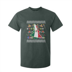 Mexican Christmas T Shirt For Kid Mexico Flag Xmas Tree Ugly Sweater TS02 Dark Forest Green Print Your Wear