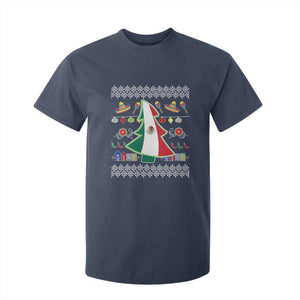 Mexican Christmas T Shirt For Kid Mexico Flag Xmas Tree Ugly Sweater TS02 Navy Print Your Wear