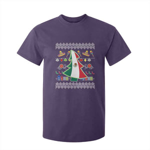 Mexican Christmas T Shirt For Kid Mexico Flag Xmas Tree Ugly Sweater TS02 Purple Print Your Wear