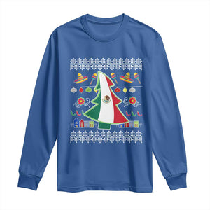 Mexican Christmas Long Sleeve Shirt Mexico Flag Xmas Tree Ugly Sweater TS02 Royal Blue Print Your Wear