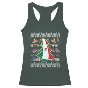 Mexican Christmas Racerback Tank Top Mexico Flag Xmas Tree Ugly Sweater TS02 Dark Forest Green Print Your Wear