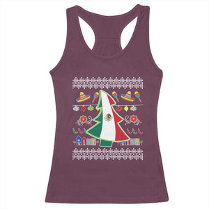 Mexican Christmas Racerback Tank Top Mexico Flag Xmas Tree Ugly Sweater TS02 Maroon Print Your Wear