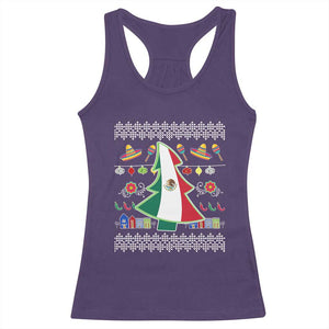 Mexican Christmas Racerback Tank Top Mexico Flag Xmas Tree Ugly Sweater TS02 Purple Print Your Wear