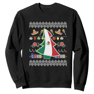 Mexican Christmas Sweatshirt Mexico Flag Xmas Tree Ugly Sweater TS02 Black Print Your Wear