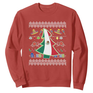 Mexican Christmas Sweatshirt Mexico Flag Xmas Tree Ugly Sweater TS02 Red Print Your Wear