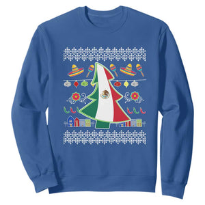 Mexican Christmas Sweatshirt Mexico Flag Xmas Tree Ugly Sweater TS02 Royal Blue Print Your Wear