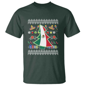 Mexican Christmas T Shirt Mexico Flag Xmas Tree Ugly Sweater TS02 Dark Forest Green Print Your Wear