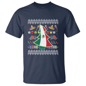 Mexican Christmas T Shirt Mexico Flag Xmas Tree Ugly Sweater TS02 Navy Print Your Wear