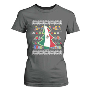 Mexican Christmas T Shirt For Women Mexico Flag Xmas Tree Ugly Sweater TS02 Dark Heather Print Your Wear