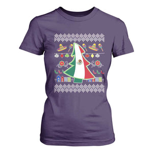 Mexican Christmas T Shirt For Women Mexico Flag Xmas Tree Ugly Sweater TS02 Purple Print Your Wear