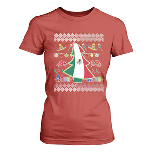 Mexican Christmas T Shirt For Women Mexico Flag Xmas Tree Ugly Sweater TS02 Red Print Your Wear