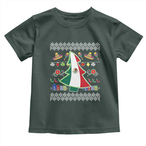 Mexican Christmas Toddler T Shirt Mexico Flag Xmas Tree Ugly Sweater TS02 Dark Forest Green Print Your Wear