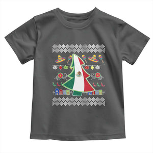 Mexican Christmas Toddler T Shirt Mexico Flag Xmas Tree Ugly Sweater TS02 Dark Heather Print Your Wear