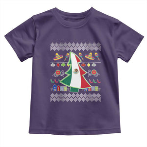 Mexican Christmas Toddler T Shirt Mexico Flag Xmas Tree Ugly Sweater TS02 Purple Print Your Wear