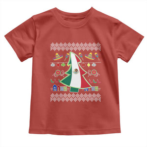 Mexican Christmas Toddler T Shirt Mexico Flag Xmas Tree Ugly Sweater TS02 Red Print Your Wear