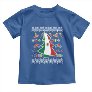 Mexican Christmas Toddler T Shirt Mexico Flag Xmas Tree Ugly Sweater TS02 Royal Blue Print Your Wear