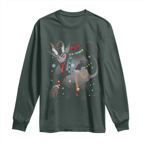 Christmas Merry Krampus Long Sleeve Shirt Naughty Horror Evil Xmas Psychobilly TS02 Dark Forest Green Print Your Wear