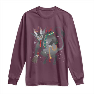 Christmas Merry Krampus Long Sleeve Shirt Naughty Horror Evil Xmas Psychobilly TS02 Maroon Print Your Wear