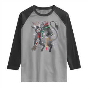 Christmas Merry Krampus Raglan Shirt Naughty Horror Evil Xmas Psychobilly TS02 Sport Gray Black Print Your Wear