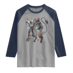 Christmas Merry Krampus Raglan Shirt Naughty Horror Evil Xmas Psychobilly TS02 Sport Gray Navy Print Your Wear