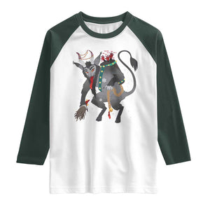 Christmas Merry Krampus Raglan Shirt Naughty Horror Evil Xmas Psychobilly TS02 White Dark Forest Green Print Your Wear