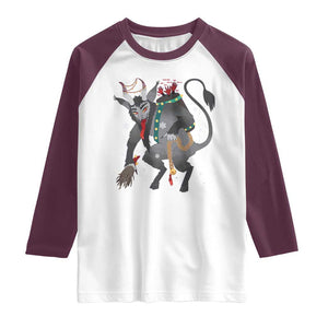 Christmas Merry Krampus Raglan Shirt Naughty Horror Evil Xmas Psychobilly TS02 White Maroon Print Your Wear