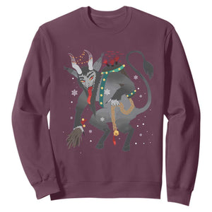 Christmas Merry Krampus Sweatshirt Naughty Horror Evil Xmas Psychobilly TS02 Maroon Print Your Wear