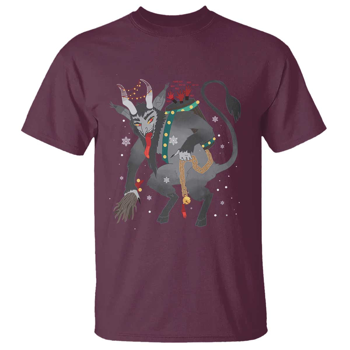 Christmas Merry Krampus T Shirt Naughty Horror Evil Xmas Psychobilly TS02 Maroon Print Your Wear