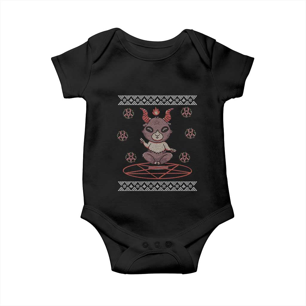 Cute Baby Baphomet Baby Onesie Ugly Christmas Sweater Occult Gift TS02 Black Print Your Wear