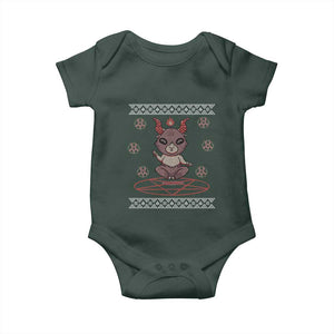 Cute Baby Baphomet Baby Onesie Ugly Christmas Sweater Occult Gift TS02 Dark Forest Green Print Your Wear