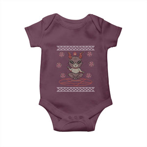 Cute Baby Baphomet Baby Onesie Ugly Christmas Sweater Occult Gift TS02 Maroon Print Your Wear