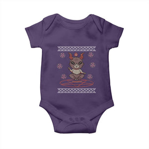 Cute Baby Baphomet Baby Onesie Ugly Christmas Sweater Occult Gift TS02 Purple Print Your Wear