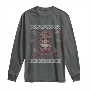 Cute Baby Baphomet Long Sleeve Shirt Ugly Christmas Sweater Occult Gift TS02 Dark Heather Print Your Wear