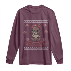 Cute Baby Baphomet Long Sleeve Shirt Ugly Christmas Sweater Occult Gift TS02 Maroon Print Your Wear