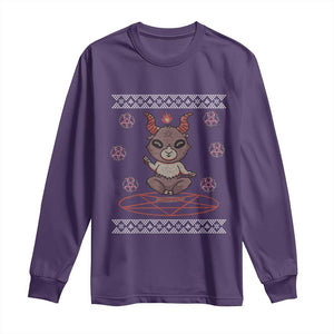 Cute Baby Baphomet Long Sleeve Shirt Ugly Christmas Sweater Occult Gift TS02 Purple Print Your Wear