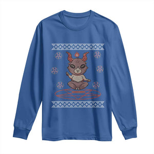 Cute Baby Baphomet Long Sleeve Shirt Ugly Christmas Sweater Occult Gift TS02 Royal Blue Print Your Wear