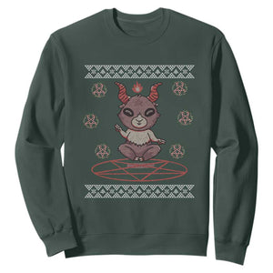 Cute Baby Baphomet Sweatshirt Ugly Christmas Sweater Occult Gift TS02 Dark Forest Green Print Your Wear