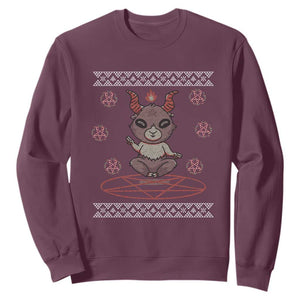 Cute Baby Baphomet Sweatshirt Ugly Christmas Sweater Occult Gift TS02 Maroon Print Your Wear