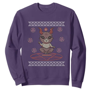 Cute Baby Baphomet Sweatshirt Ugly Christmas Sweater Occult Gift TS02 Purple Print Your Wear