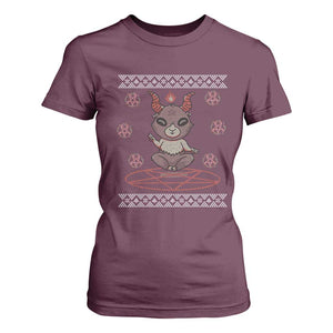 Cute Baby Baphomet T Shirt For Women Ugly Christmas Sweater Occult Gift TS02 Maroon Print Your Wear