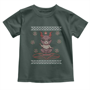 Cute Baby Baphomet Toddler T Shirt Ugly Christmas Sweater Occult Gift TS02 Dark Forest Green Print Your Wear