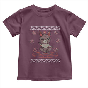 Cute Baby Baphomet Toddler T Shirt Ugly Christmas Sweater Occult Gift TS02 Maroon Print Your Wear