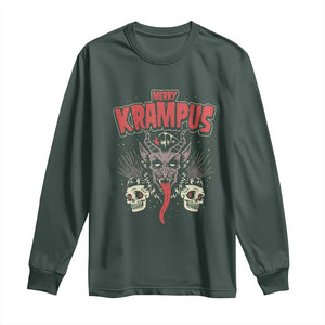 Merry Krampus Christmas Long Sleeve Shirt Naughty Xmas Psychobilly Horror TS02 Dark Forest Green Print Your Wear