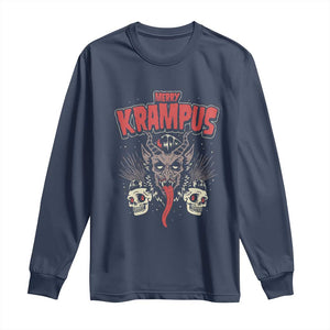 Merry Krampus Christmas Long Sleeve Shirt Naughty Xmas Psychobilly Horror TS02 Navy Print Your Wear