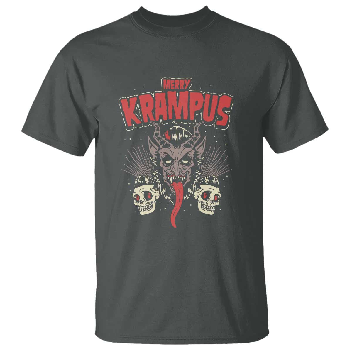 Merry Krampus Christmas T Shirt Naughty Xmas Psychobilly Horror TS02 Dark Heather Print Your Wear