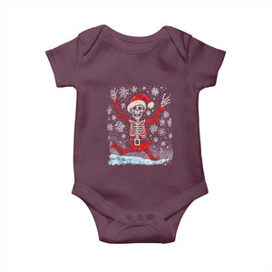 Dancing Skeleton Christmas Baby Onesie Snowy Xmas Night Santa TS02 Maroon Print Your Wear