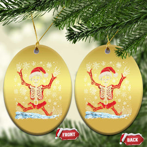 Dancing Skeleton Xmas Christmas Ornament Snowy Xmas Night Santa TS02 Oval Gold Print Your Wear