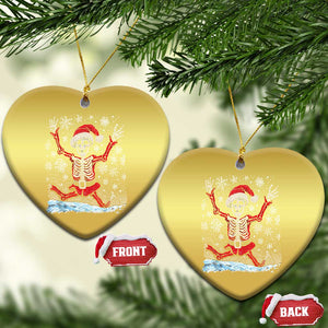 Dancing Skeleton Xmas Christmas Ornament Snowy Xmas Night Santa TS02 Heart Gold Print Your Wear