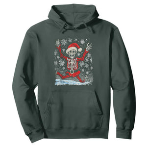 Dancing Skeleton Christmas Hoodie Snowy Xmas Night Santa TS02 Dark Forest Green Print Your Wear
